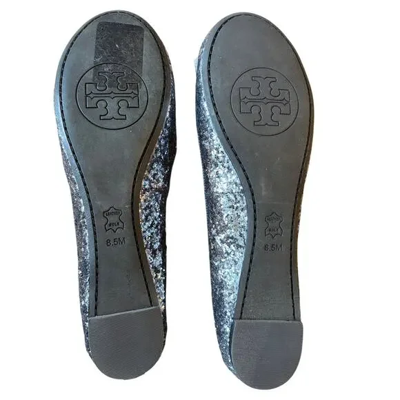 Tory Burch Silver Loafers Elegant Flats New Never Worn - Picture 2 of 5